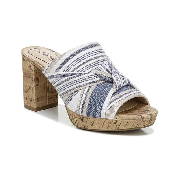 Lifestride Laguna Peep Toe Slip On Cork Chunky Heel Sandal Mule sz 6 NWT NEW BOX - Picture 1 of 13